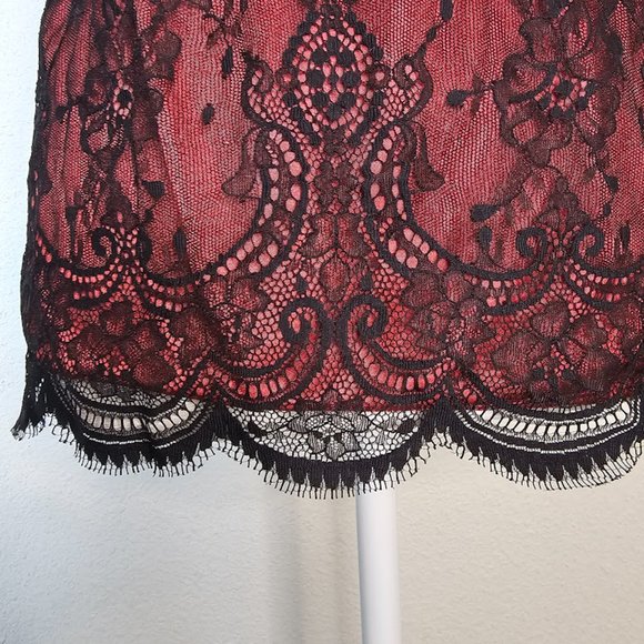 Moda International Top Lace Bustier Cami Spaghetti Strap Lace Red Women's Large - Picture 5 of 11